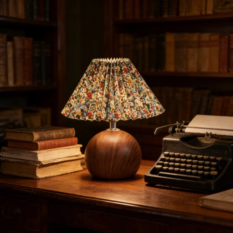 ヴィンテージプリーツテーブルランプガーリッシュハートベッドサイドランプ寝室用ロマンチックで温かみのある装飾ナイトライト学習机用