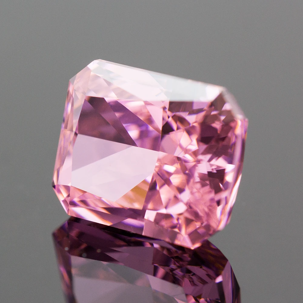 Pink Color Crushed Ice Cut Cubic Zirconia Radiant Crushed Shape High Carbon Diamonds 4K Cutting 5A Quality CZ Gemstones