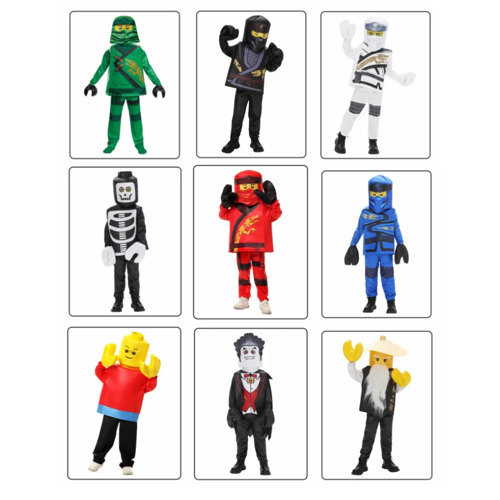 Disfraz de Black Shadow Master Cole Lloyd Zane para niño, guerrero oculto Sensei Wu, disfraz de Halloween, disfraz de esqueleto de dragón para niño