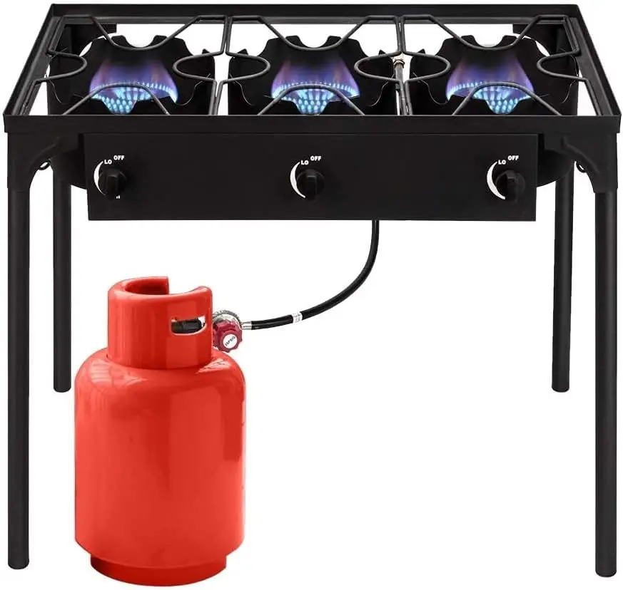 Burner Outdoor Portable Propane Stove Gas Cooker, Heavy Duty Iron Cast Patio Burner with Detachable Stand Legs