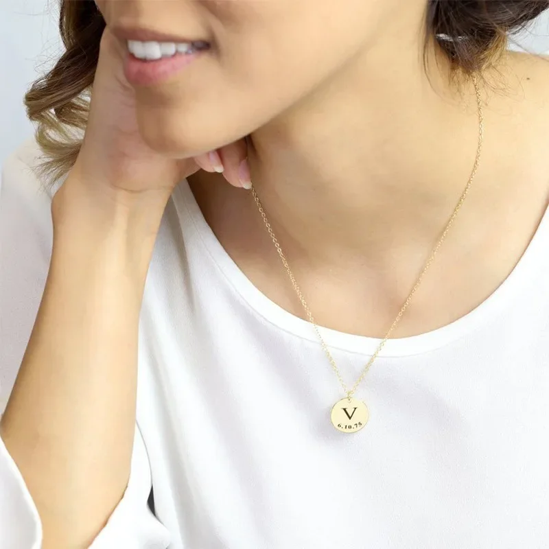 DIY Stainless Steel Name Necklace Personalized Engraved Pendant Necklace For Women Gift Charm Jewelry