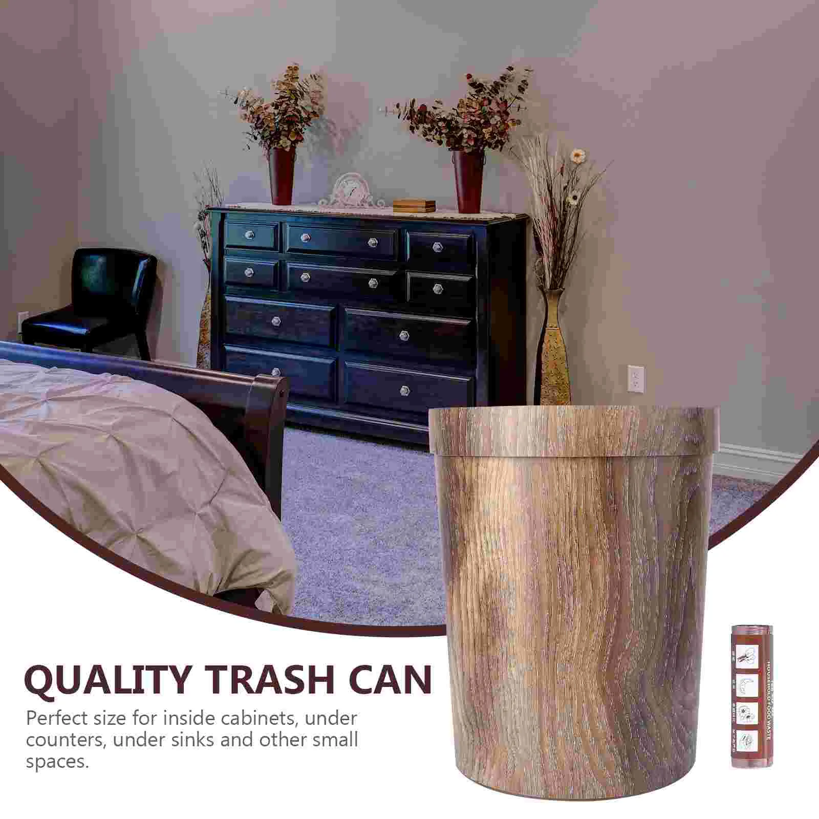 Wastebasket Retro Trash Can Litterbox Garbage Bin Grey Pp Environmental Protection Material Office