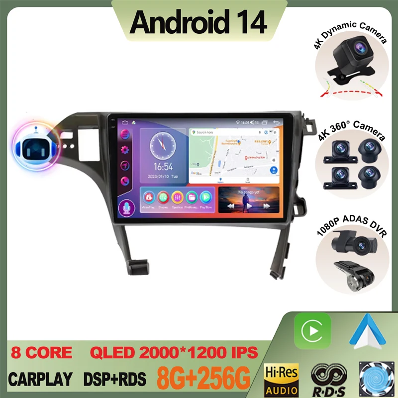 8G 256G DSP QLED Android For Toyota Prius XW30 2009 - 2015 Car Radio Multimedia Video Player Navigation GPS Android Auto Camera