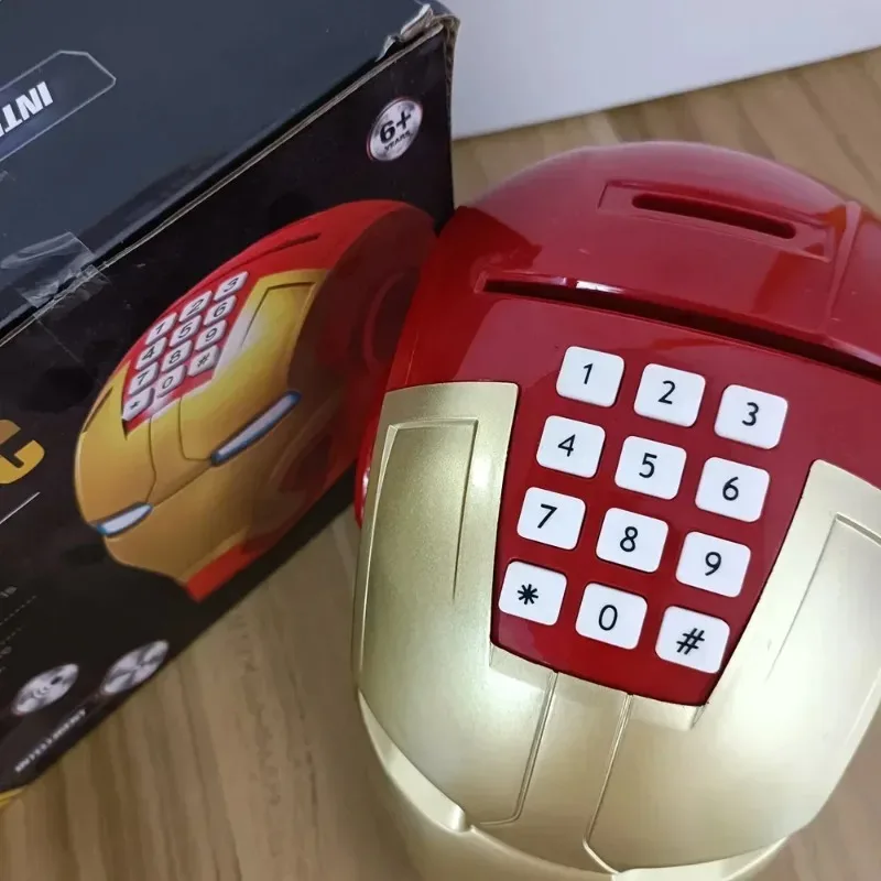 Luz y música Anti caída superhéroe electrónico Iron Man casco contraseña alcancía juguete estatuilla regalo de cumpleaños creativo