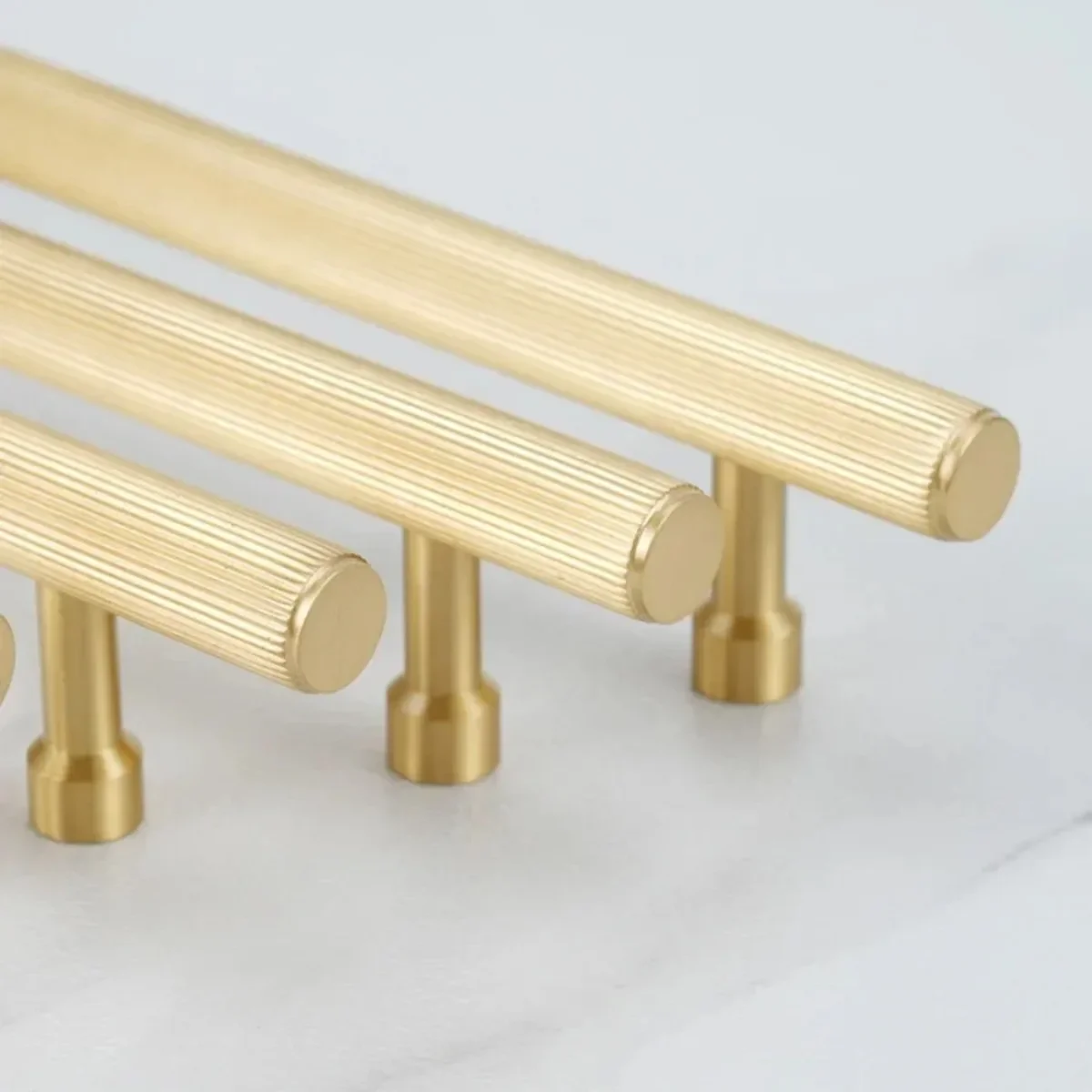 96-416mm Hole Spacing Solid Brass Golden Furniture Handles Nordic Luxury Stripe Handles for Cabinets and Drawers Dresser Knobs