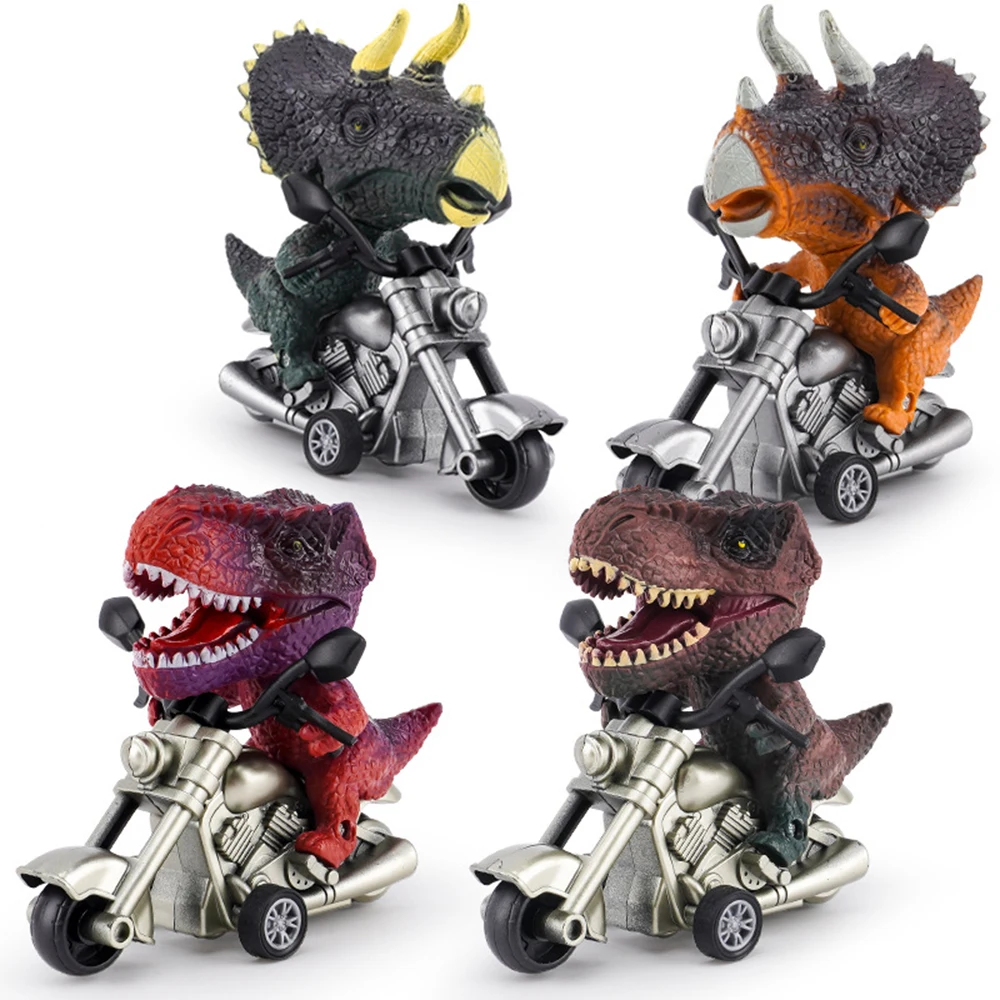 Dinosaur Modeling Pullback Motorcycle Simulation Locomotive Car Miniatures Item Animal Figurines Dinosaur Toys Childrens