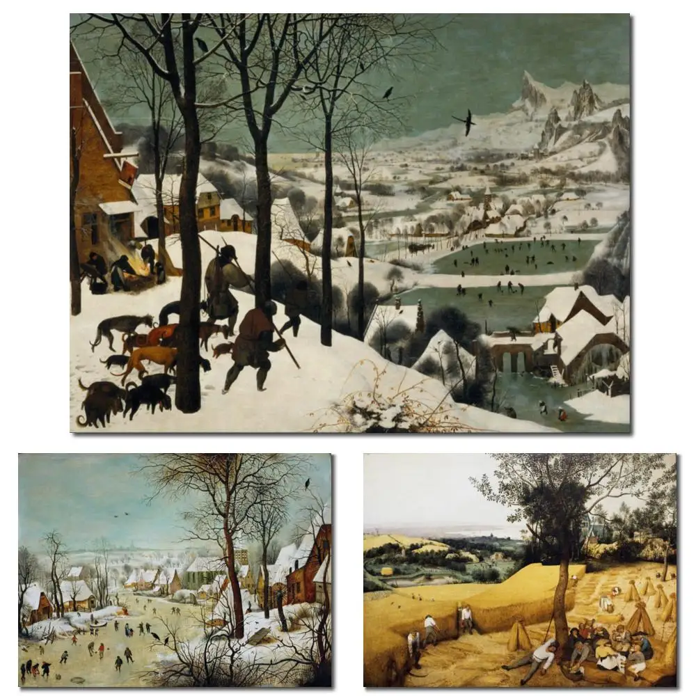 Realist Landscape Canvas Art Hunters in the Snow Hand Painted Pieter Bruegel Elder Painting Contemporary Living Room Decor Large