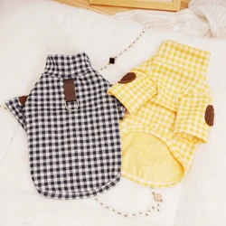 Fashion Dog Clothes Cute Dog Plaid Shirt Spring Puppy Costume Warm Soft Cat Shirt Pet Pullovers Chihuahua Clothes Dog Sweatshirt