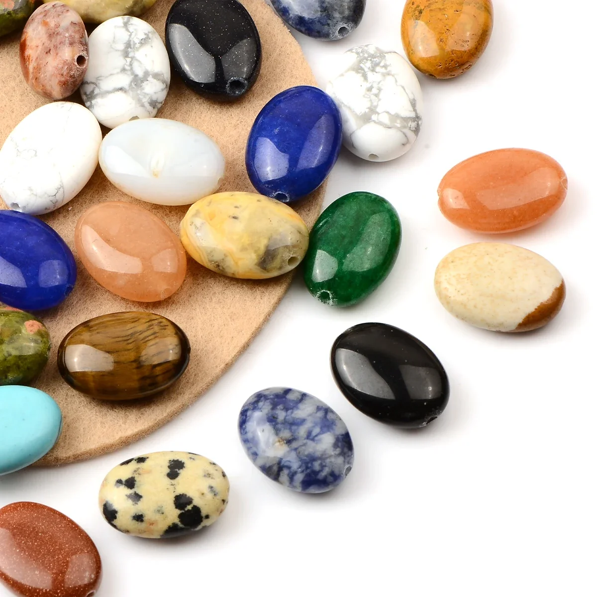 5/10pcs Random Color 13*18mm Flat Oval Mixed Natural Stone Loose Beads DIY Handmade Bracelet Bohemian Jewelry Craft Supplies
