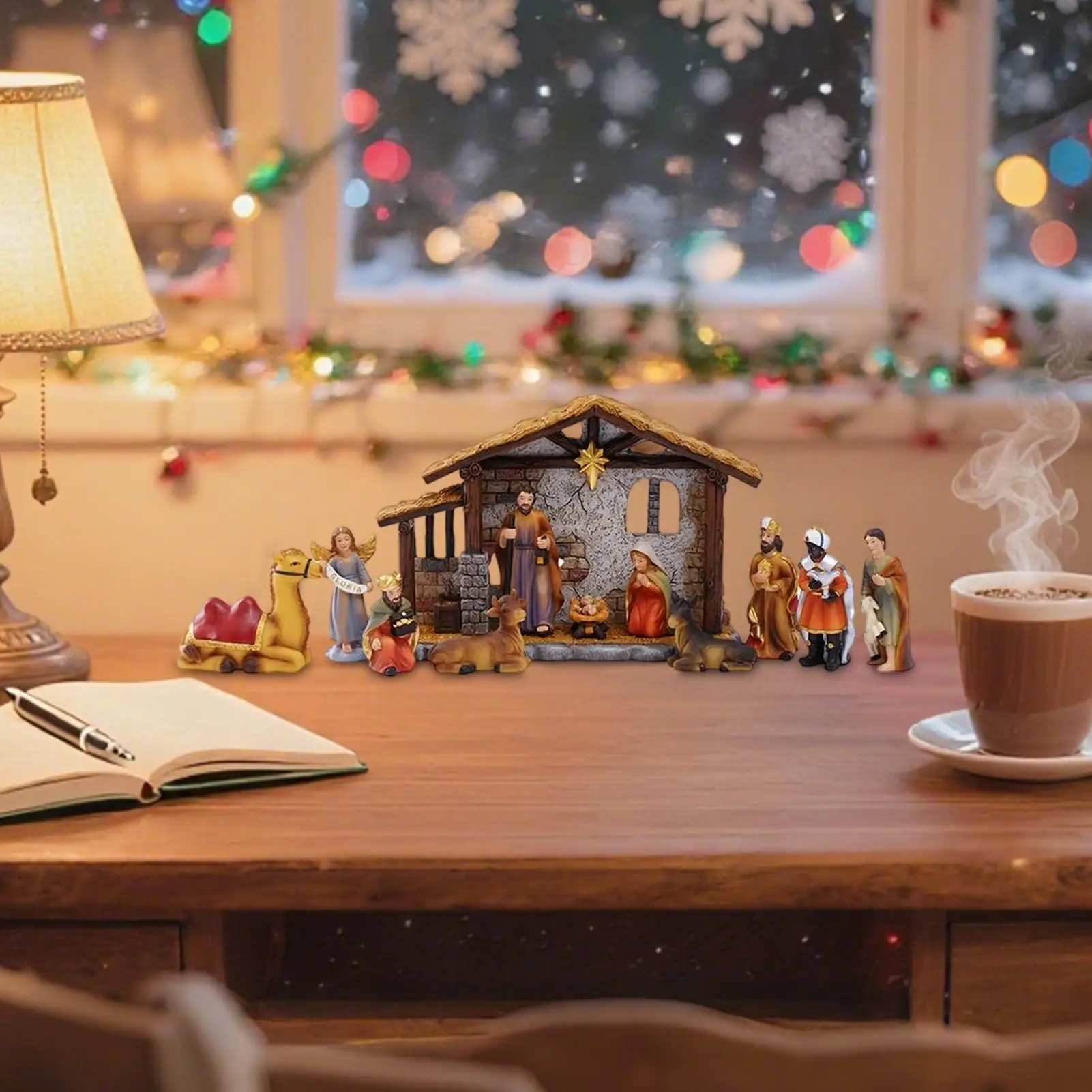 

Christmas Nativity Set Manger Nativity Scene Holiday Decor Miniature Figurines Home Decor For Patio Office School Living Room