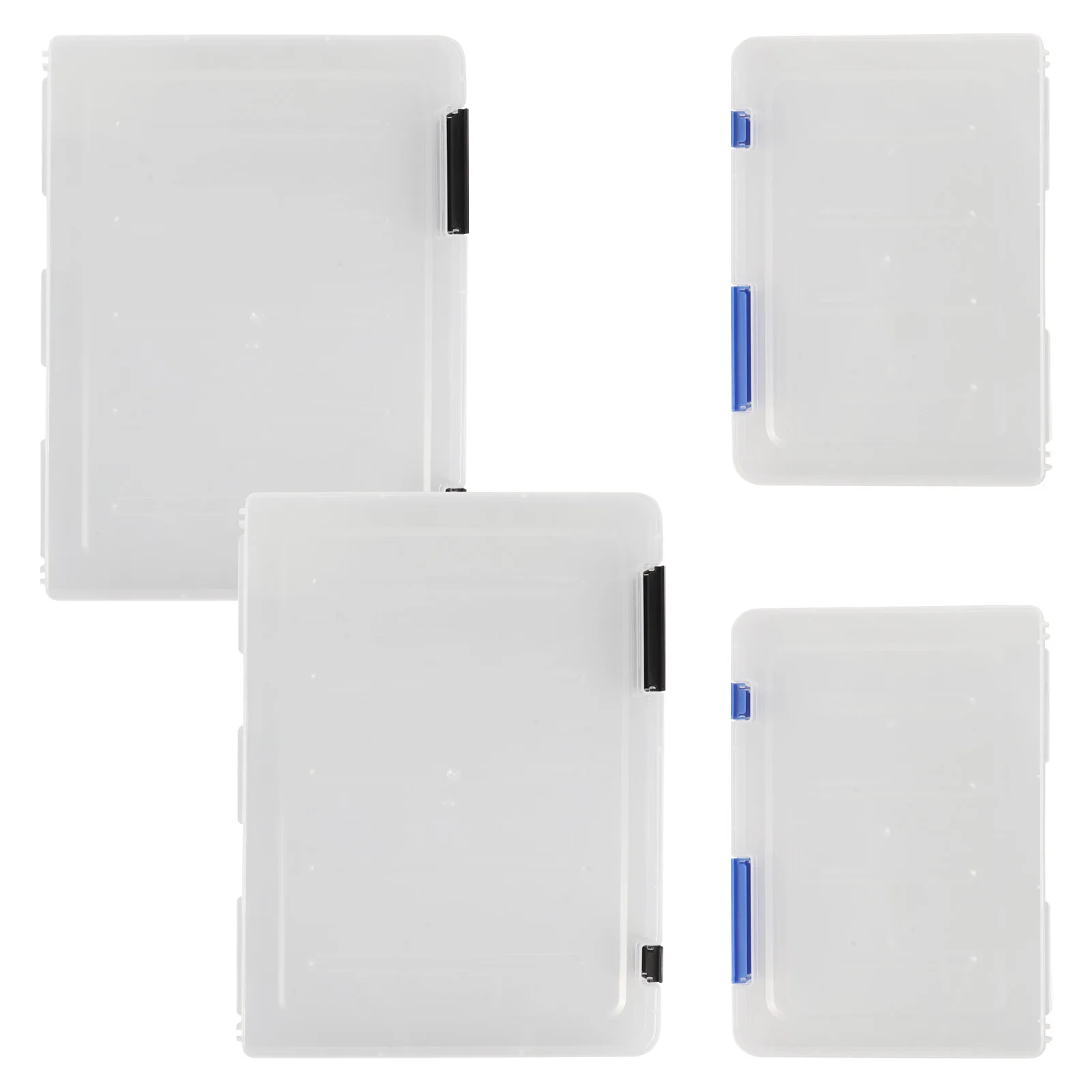 

4pcs File Folder Storage Box A5 Large Capacity Transparent Document Container Office Organizer Portable Case Foldable Buckle PP