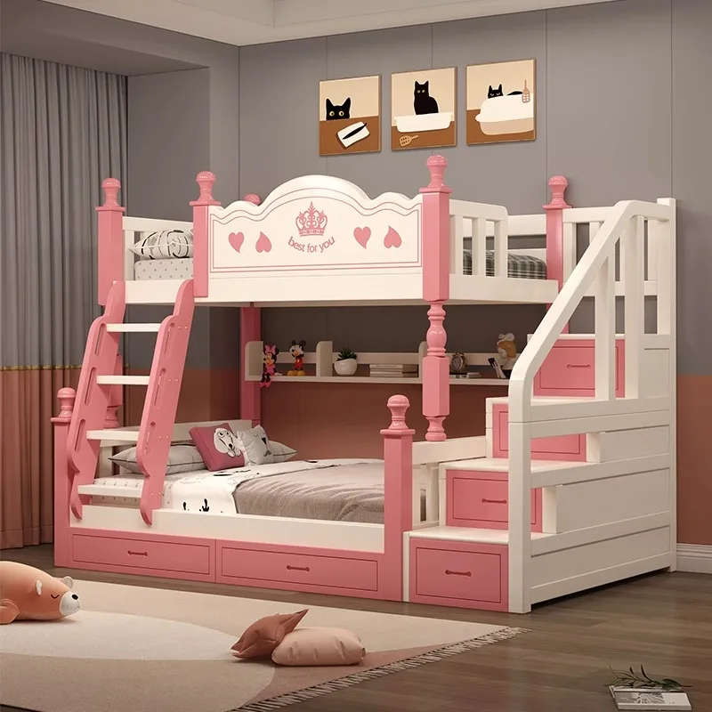 

Yifeijia Modern Design Multi-functional Children Use Twin Size Kids Wooden Bunk Beds With Stairs and Bookcase