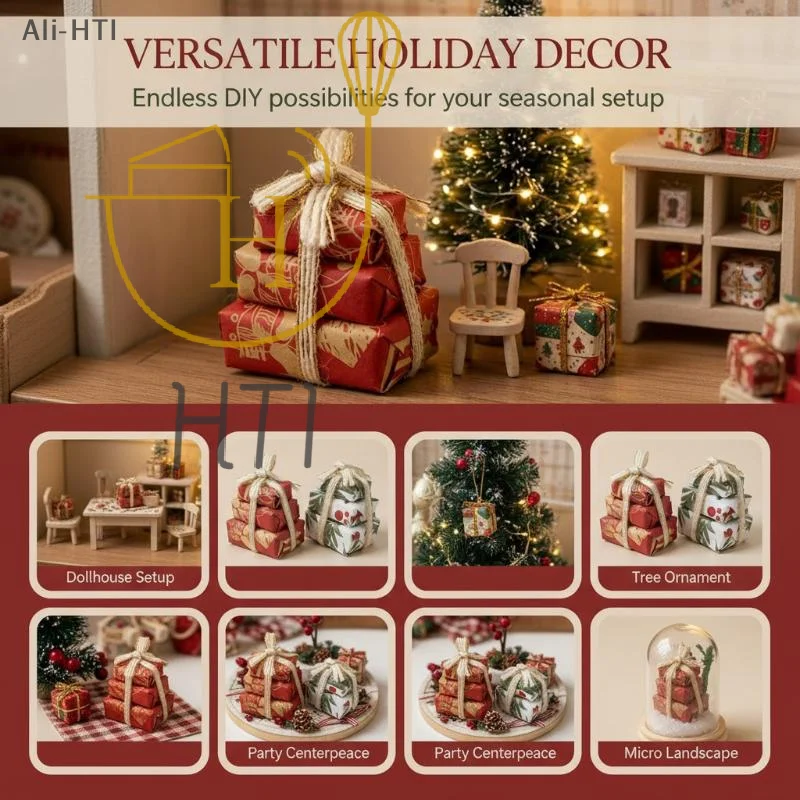 Dollhouse Miniature Christmas Gift Box Christmas Scene Party Favors Decorative Accessories Surprise Gifts Christmas Props