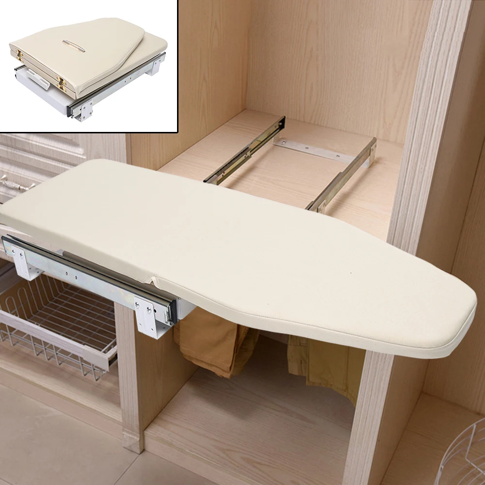 Khaki Modern Simple Foldable Ironing Board Wardrobe Installation Home Push/Pull/Rotate