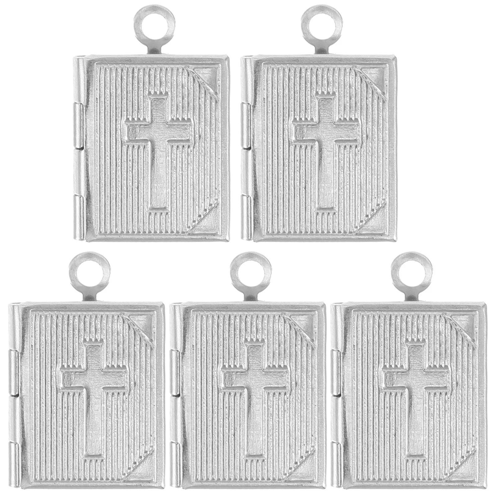 

5pcs Locket Pendant Necklace Photo Holder Stainless Steel Diy Clavicle Chain Pendants Jewelry Gifts For Women Decorative Heart