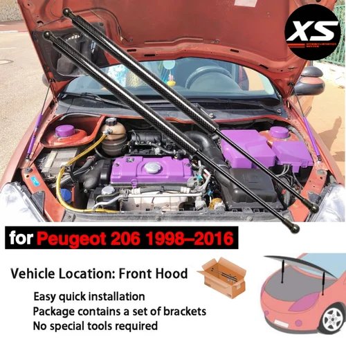 Puntales de capó para Peugeot 206 206CC GTi 180 RC 1998-2016 capó delantero modificar amortiguadores soportes de elevación varillas de pistón resorte de Gas