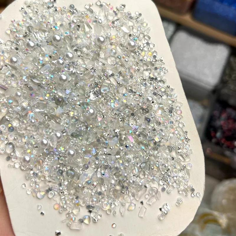 

Wholesale! DIY Drip Glue Flowing Sand Flowing Hemp Nail Art Filling Material Irregular Colored Ore Mixed with Crushed Stone