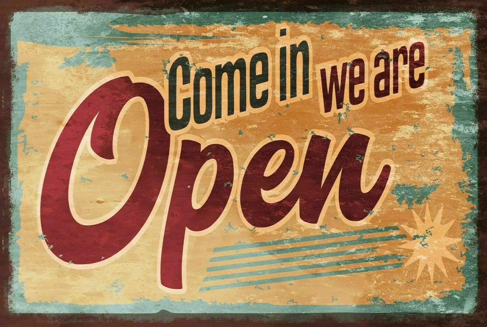 Come In Were Open Metal Signs Plaque Wall Art Vintage Tin Signs Poster Decor For Home Kitchen Bar Pub Club Man Cave Wall Decor