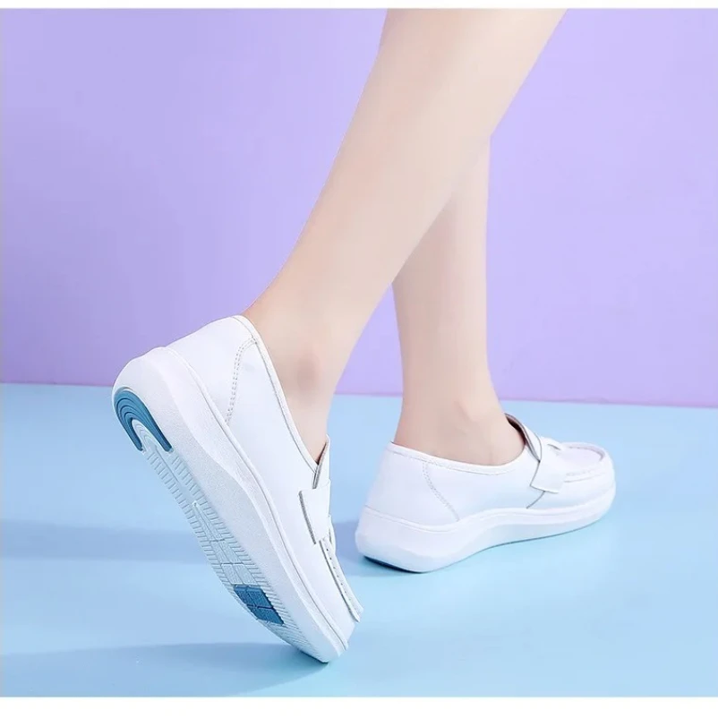 2025 النساء المتسكعون لينة أحذية تمريض حذاء مسطح الكاكي جودة عالية موضة الربيع الأحذية الإناث النساء قفل معدني المتسكعون زلة #6