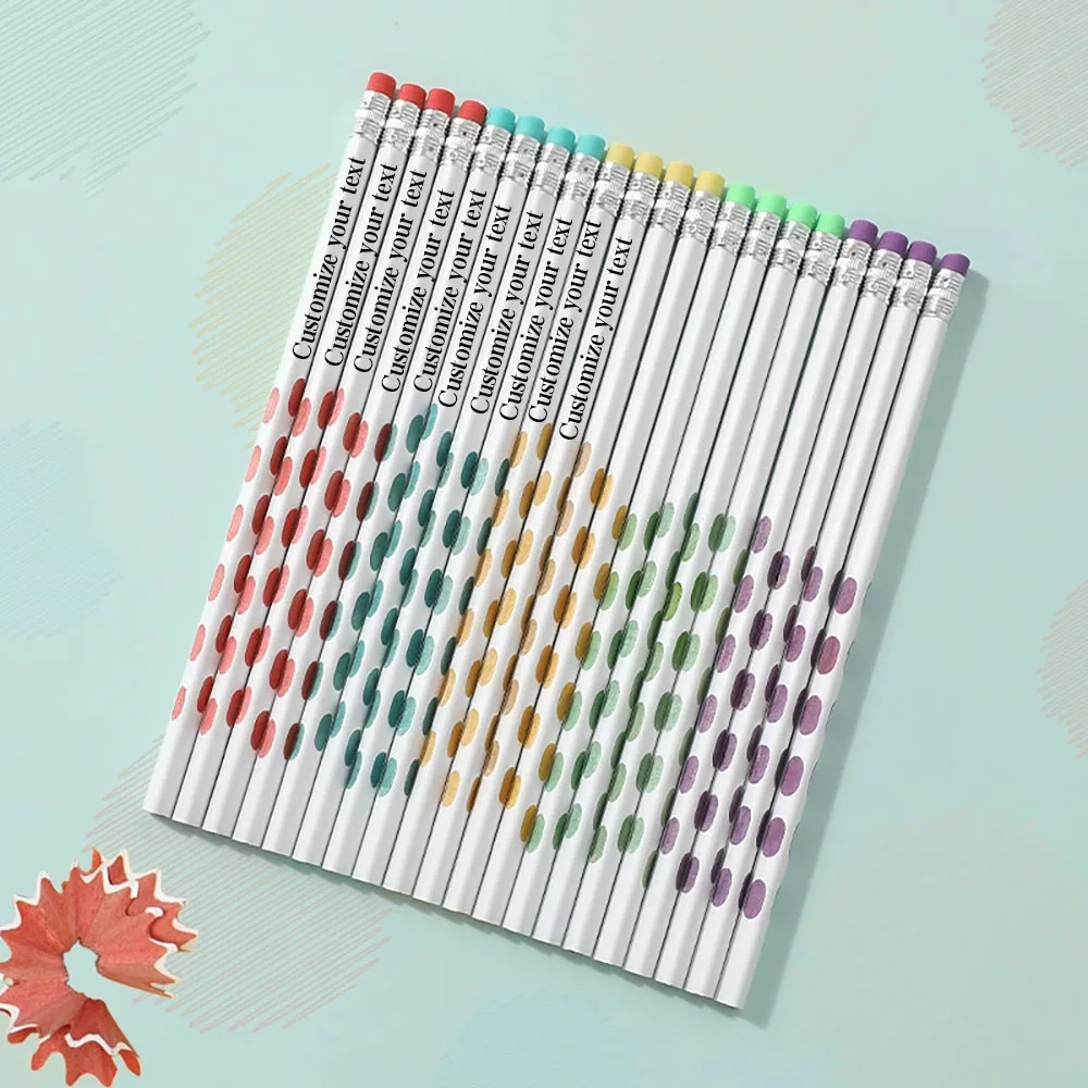 100 Customized Colored Wood Pencils with Eraser Tips, Personalized Engraving with Your Logo/Text, Natural Triangular Wood, Suitable for Schools, Offices, and Promotional Gifts, Hb Wooden Pencils with Eraser