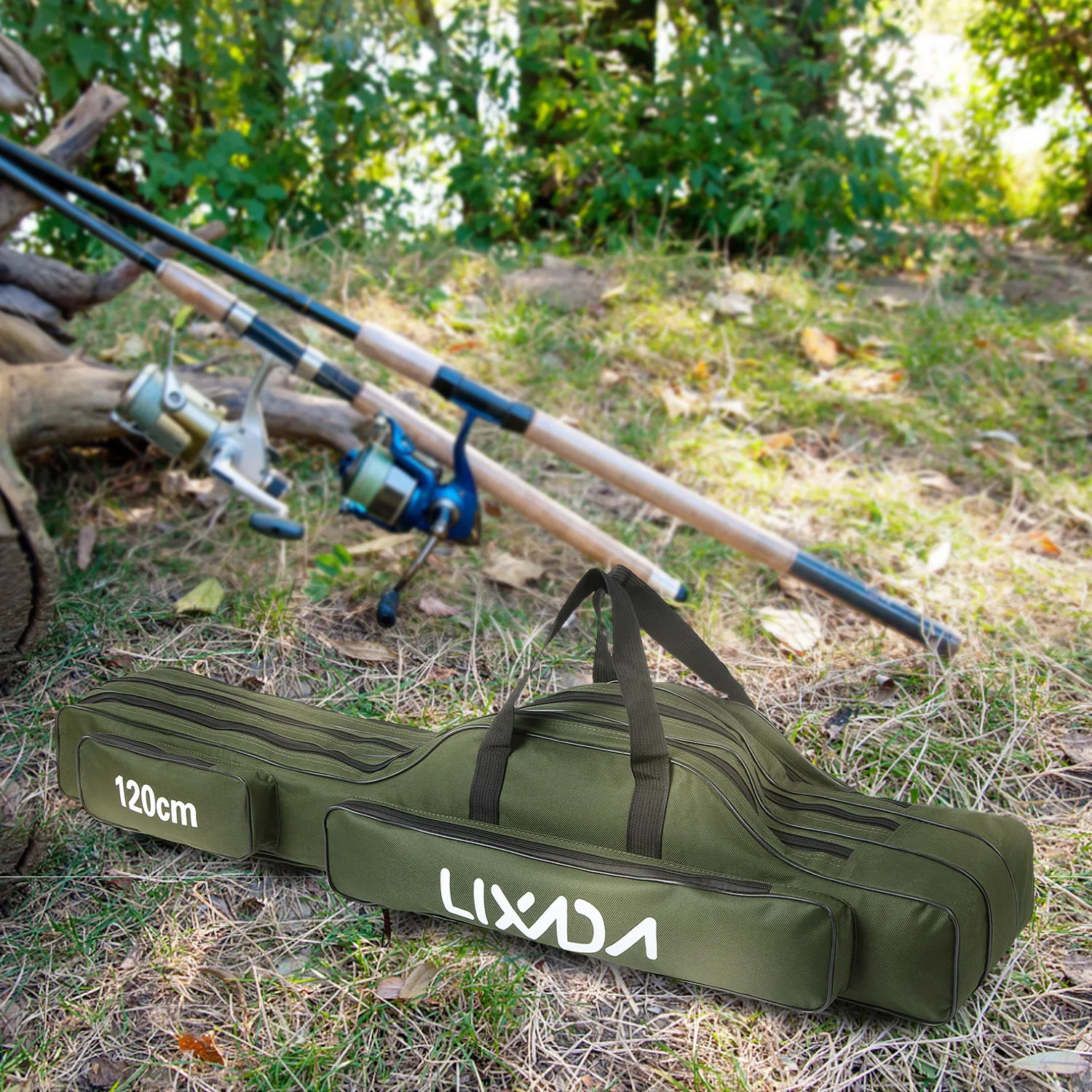 

Fishing Bag Portable Folding Fishing Rod Reel Bag Fishing Pole Gear Tackle Tool Carry Case Carrier Travel Storage Bags Organizer