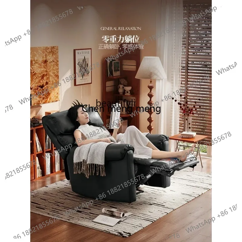

New Arrivals First Class Leather Single Functional Electric Sofa Zero Gravity Living Room Leisure Simple Chair S26