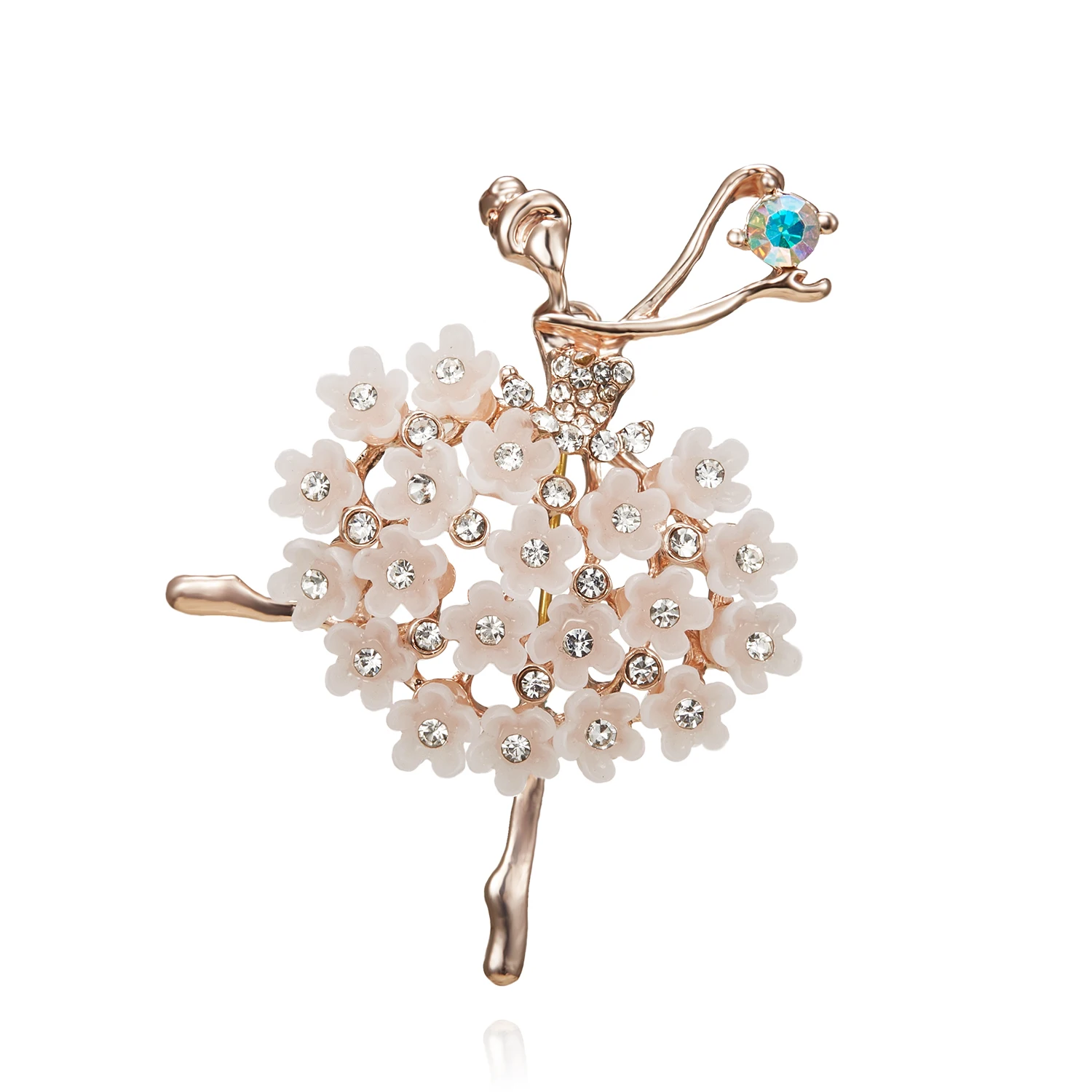 Luxury Rhinestone Dancing Girl Fairy Brooch Pin For Women Girls Crystal Butterfly Wings Brooch Wedding Bride\'s Accessories