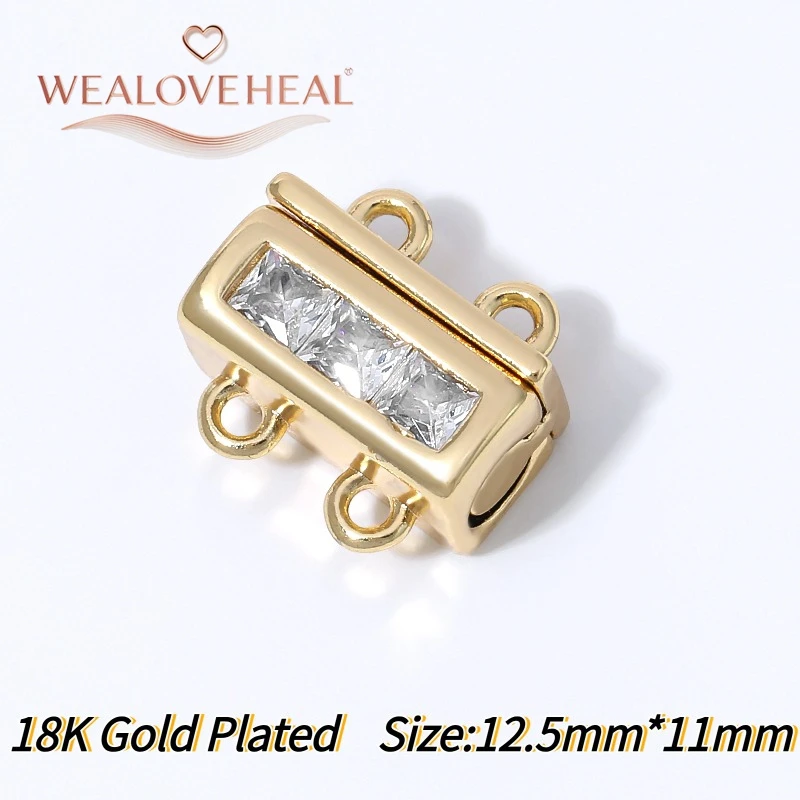 1 Stück 18K vergoldete Messing-Ovalbox mit Magnetverschluss und Mikro-Pavé-Zirkonia mit Edelstein für DIY-Halsketten, Armbänder und Schmuckherstellung – Detail 25