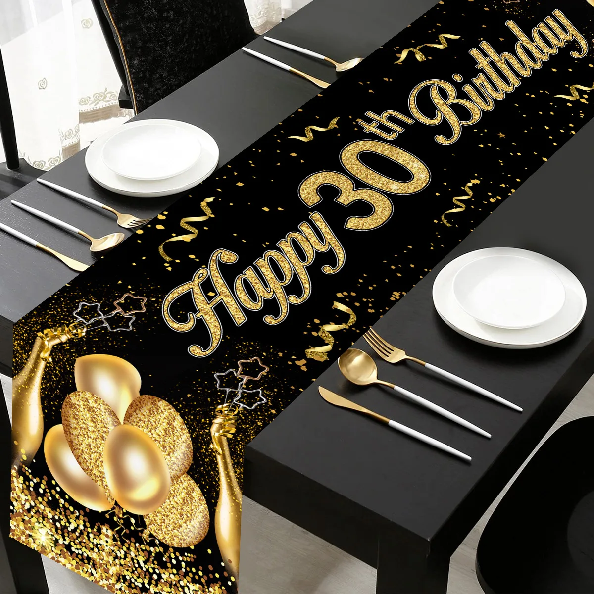 Happy 30th 40th 50th Birthday Banners Black Gold Birthday Party Decorations Adults 30 40 50 Years Old Birthday Party Supplies