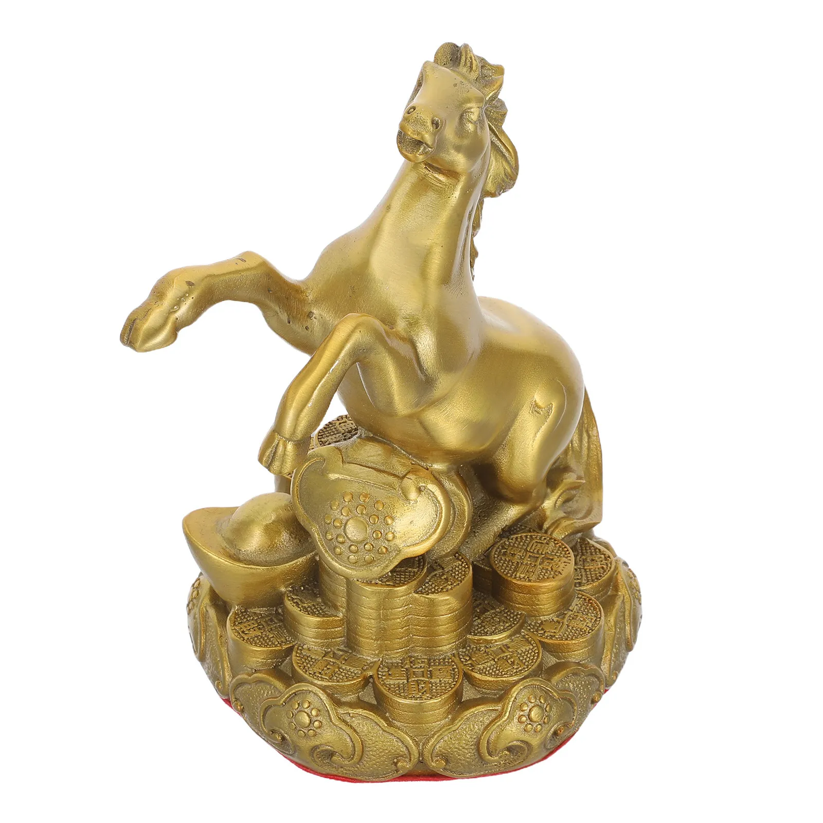 Standing Horse Sculpture Chinese Feng Shui Statue 2026 Brass Zodiac Animal Sculpture Coin Wealth Luck Success Decor Table