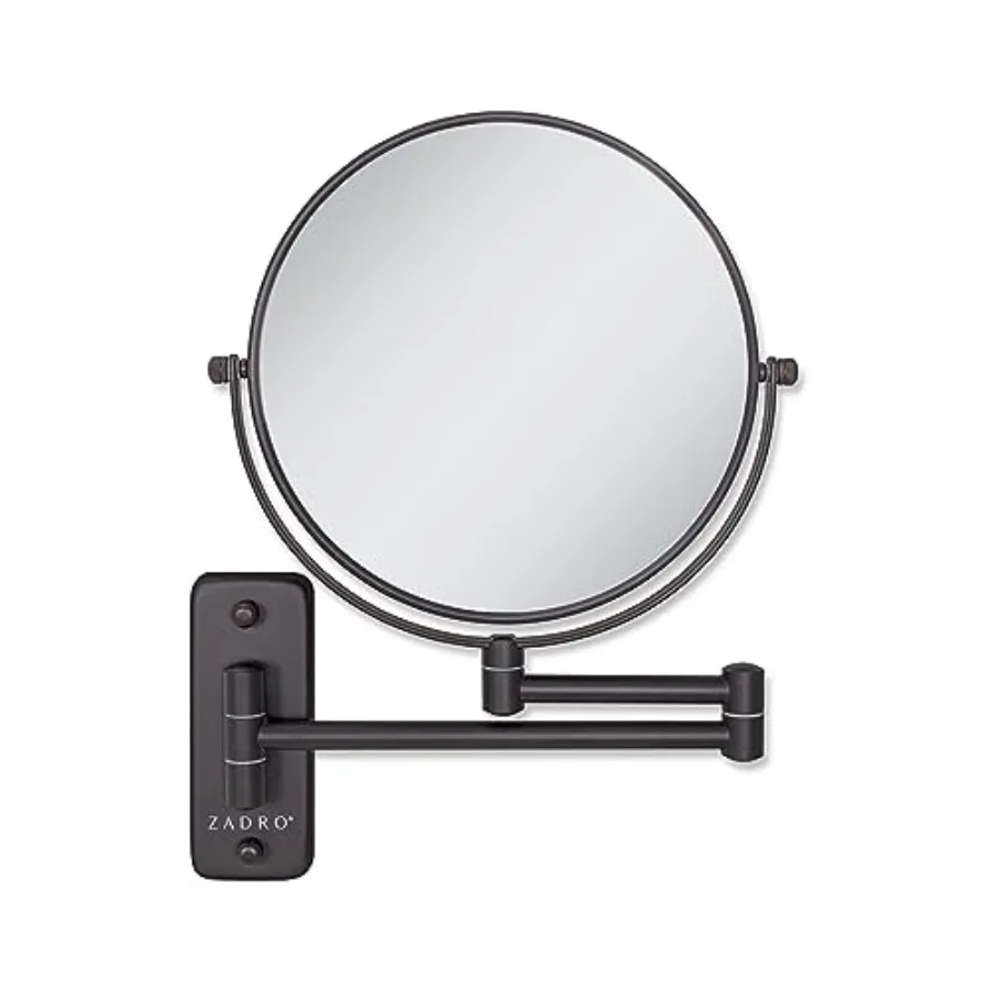 

7" Wall Mounted Wardrobe Vanity Makeup Mirror with Magnification and Extending Arm Large 12.25" x 12" 8X/1X Oil-Rubbed Bronze