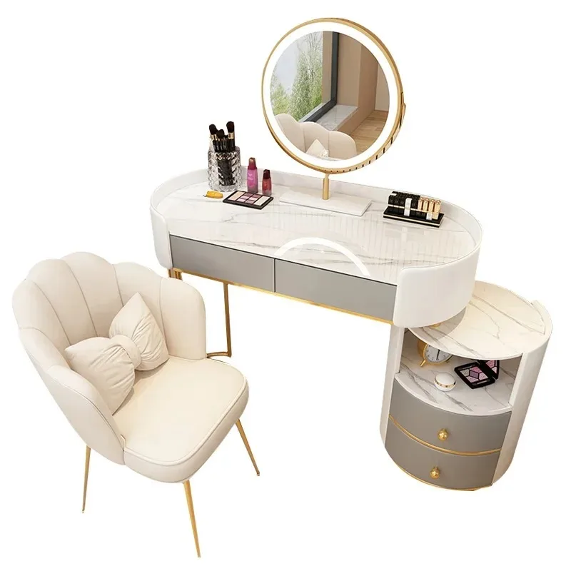 Luxury Storage Dressing Table Makeup Vanity Organizer Desk Laden Dressing Table Bedside Armoires De Salon Mirror Furniture