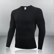 Men's Sports Thermal Underwear Top - High Neck Slim Fit Thin Long Sleeved Warm Bottom T-shirt