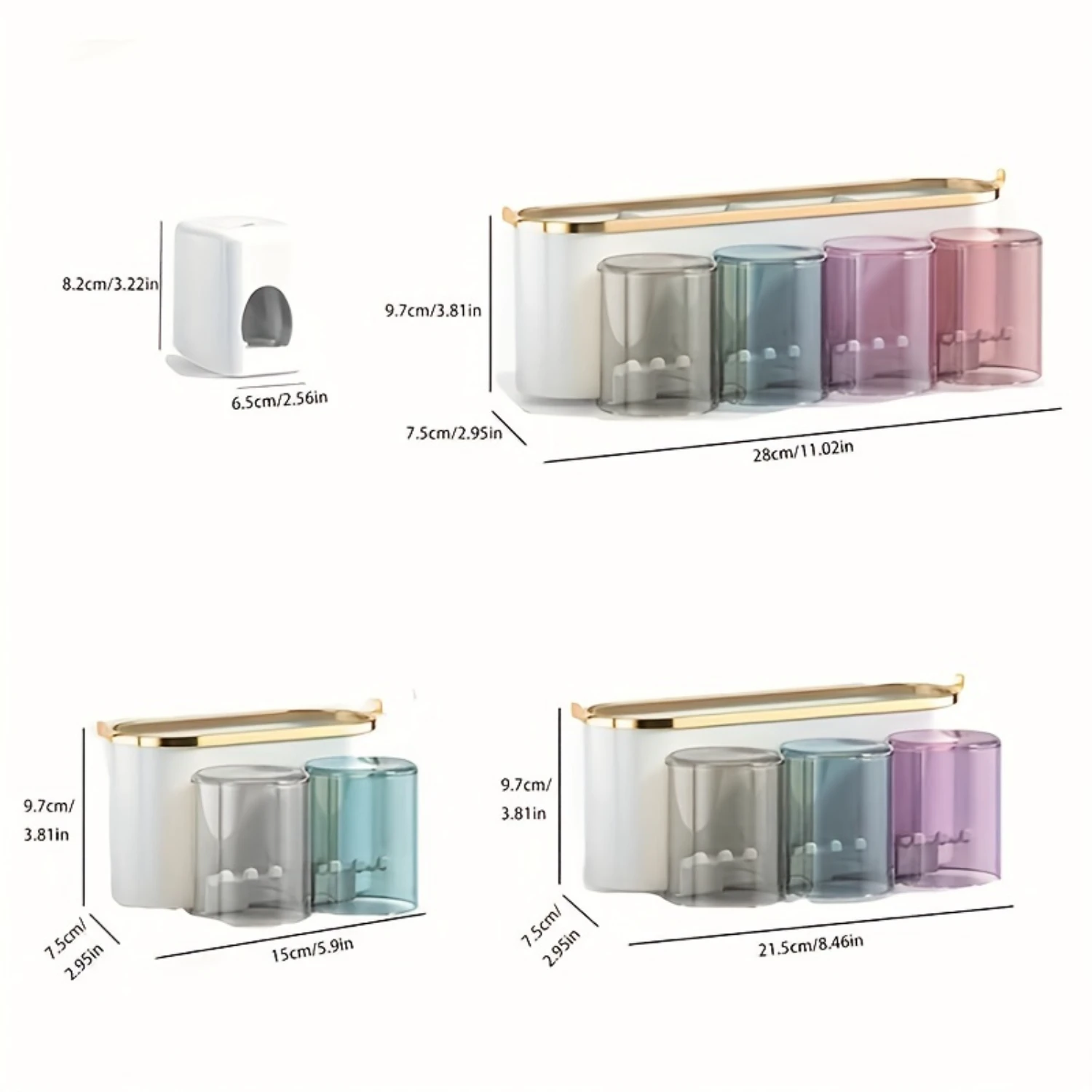 1pc, Wall-Mounted Toothbrush Holder With Cups, Bathroom  Rack, Toothpaste Organizer, Space-Saving, For  & Bathroom Use Ecoco uv