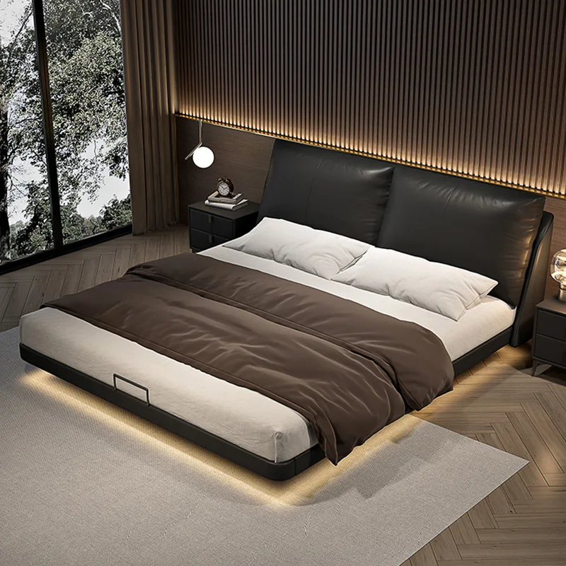 

Minimalist suspension bed, modern, minimalist, leather, bed master bedroom