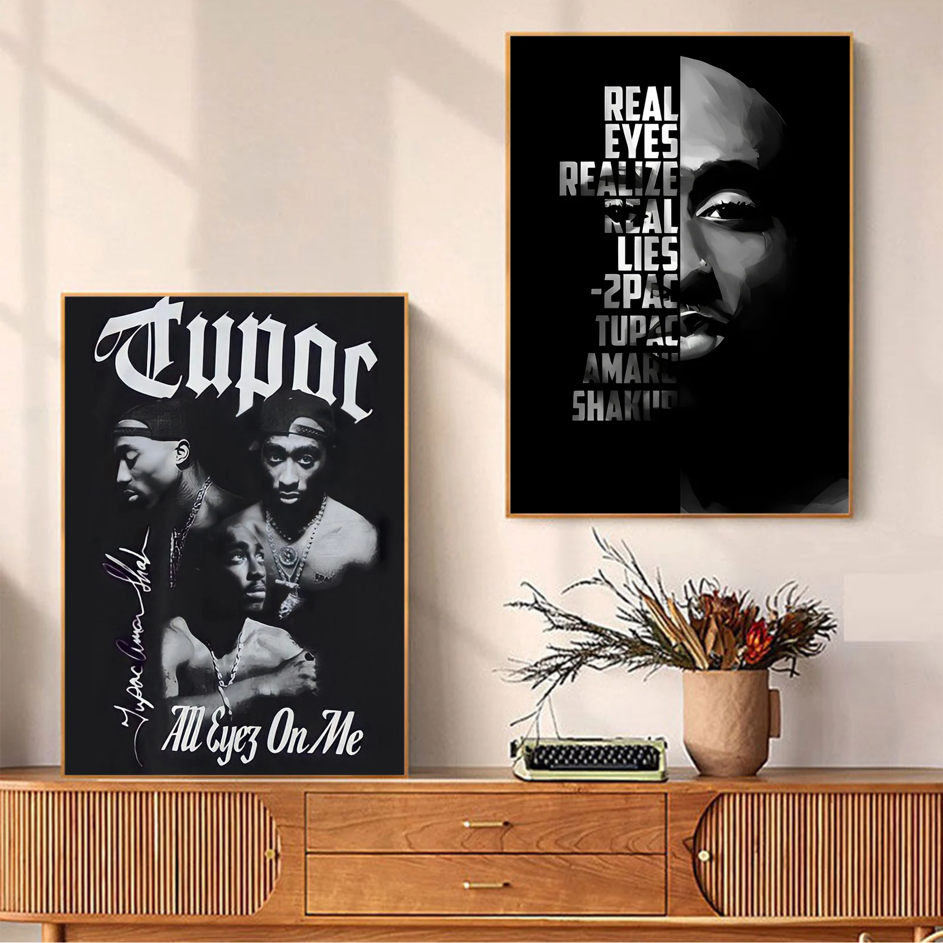 Hip Hop Singer Tupac Whitepaper Poster Fancy Wall Sticker For Living Room Bar Decoration Stickers Wall Painting