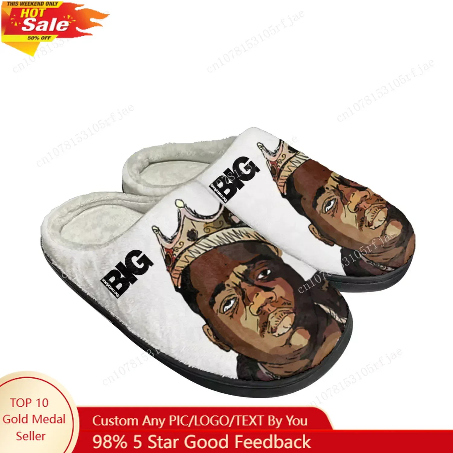 

The Notorious B.I.G Rapper Trends Home Cotton Custom Slippers Mens Womens Sandals Plush Bedroom Keep Warm Shoe Thermal Slipper