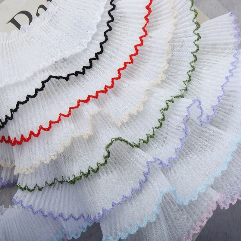 

40Yards Chiffon Folds Dog Teeth Edge Lace Trimming for DIY Sewing Clothes Textile Ornaments Sewing Garment Accessories
