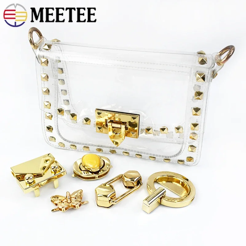 1Pc Meetee Metal Bag Lock Clasp Gold Turn Twist Locks Closure Snap Clip Buckles DIY Handbag Purse Hardware Replace Accessories