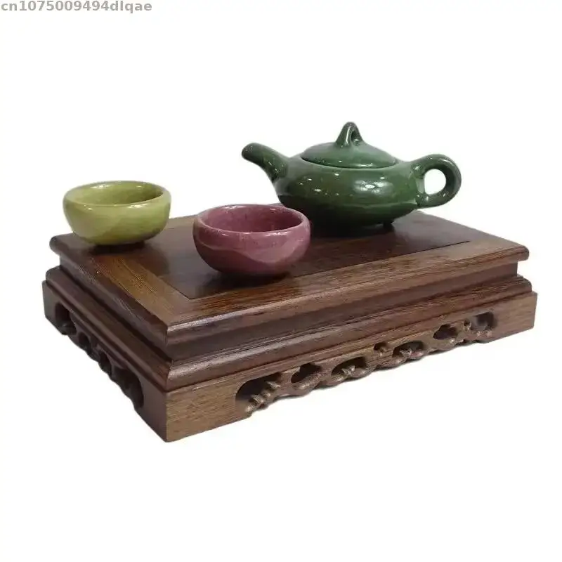 Zen Buddha Statue Base Solid Wood Table Shaped Incense Burner Frame Tea Set Flower Pot Plant Frame Mahogany Carving Handicraft