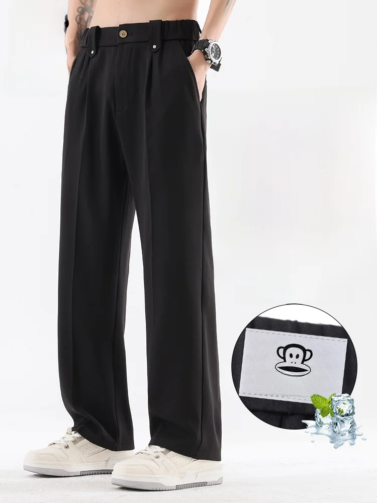 

PaulFrank Ice Silk Straight Leg Pants Summer Thin Cool Feeling Breathable Casual Trousers Men's Lightweight Comfortable Fit