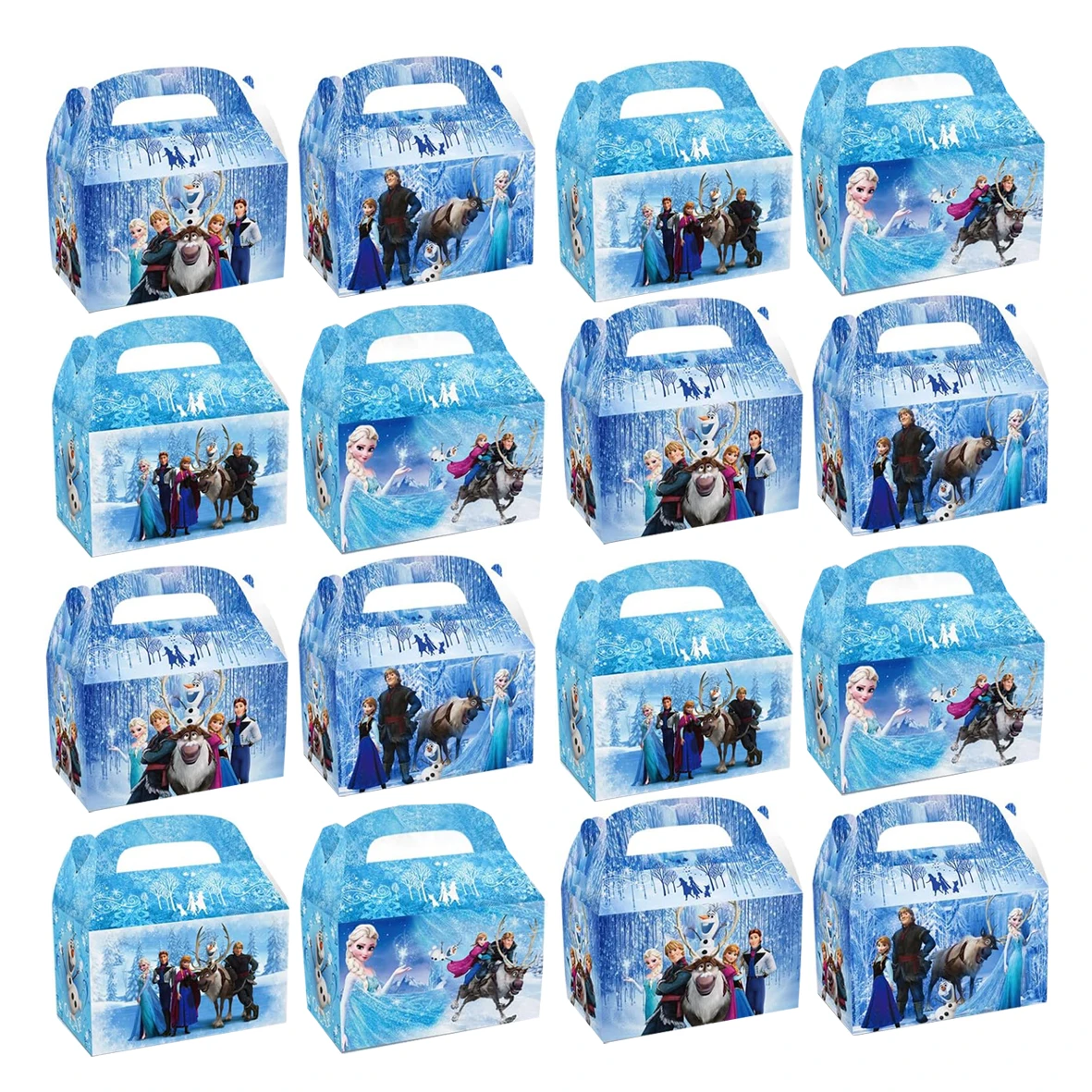 12 piezas/24 piezas, decoraciones de cumpleaños congeladas, decoraciones de fiesta de Elsa, bolsa de dulces, caja de regalo de fiesta congelada, galleta de caramelo con tema congelado Pa