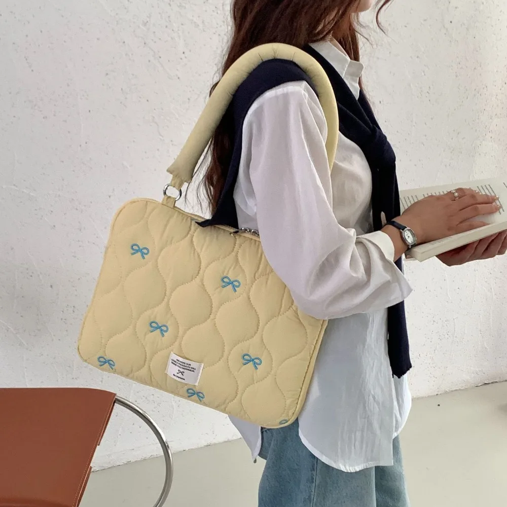 New 13-15.6inch Laptop Shoulder Bag Bowknot Shockproof Tablet Sleeve Case Multifunctional Large Capacity Laptop Handbag