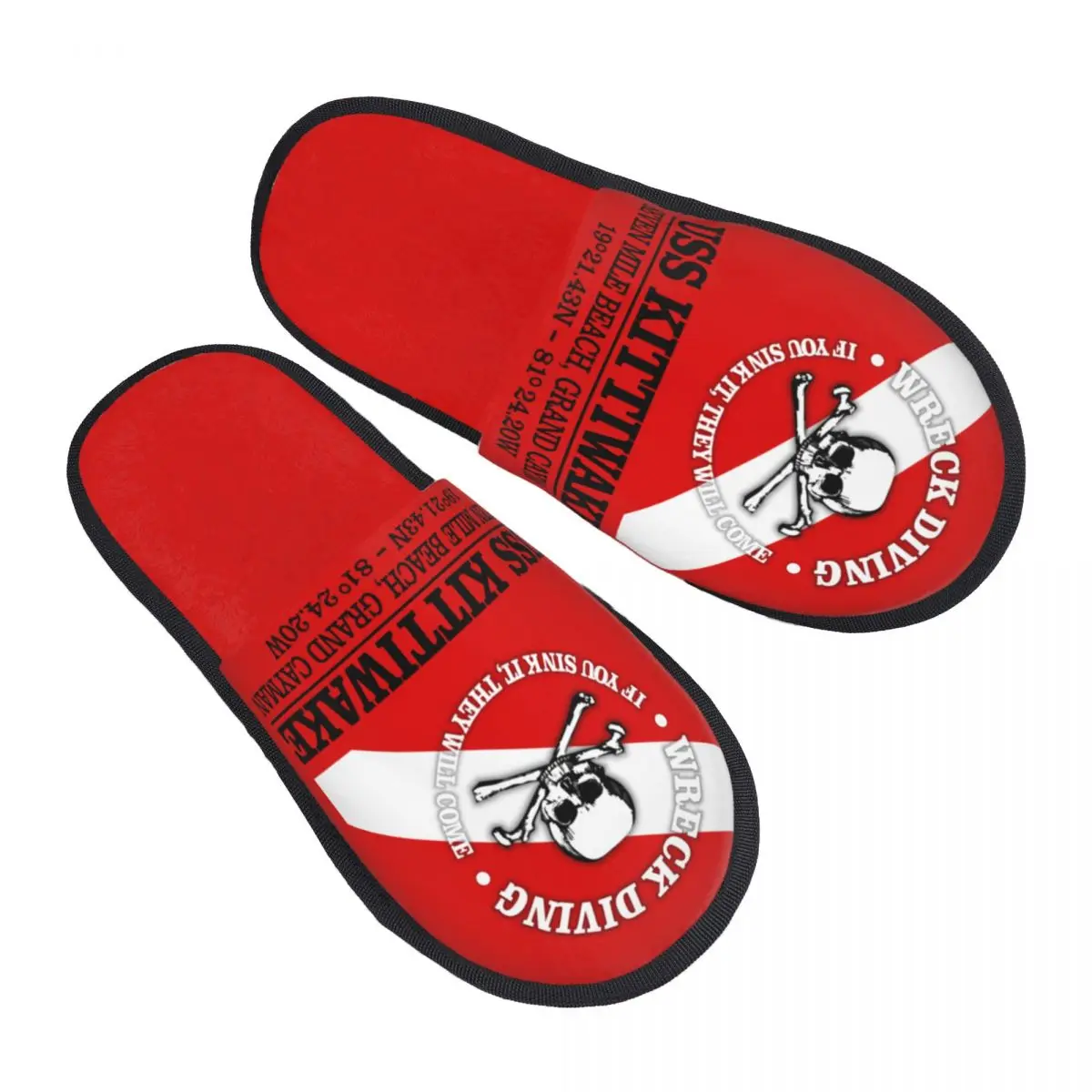 Custom USS Kittiwake Scuba Diving Soft Memory Foam House Slippers Women Diver Dive Flag Comfy Warm Anti-Skid Slipper