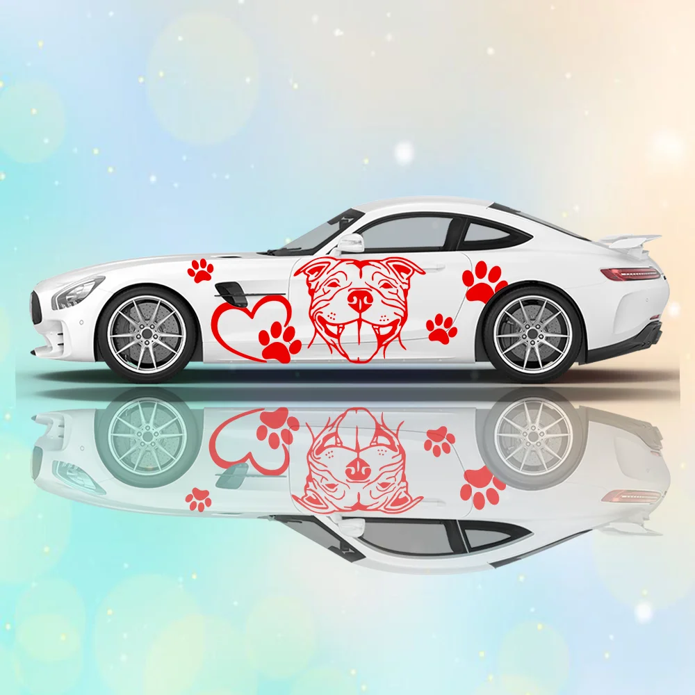 

Собачья лапа, красочная форма сердца, автомобильные виниловые наклейки, самоклеящаяся наклейка из ПВХ, подходит для грузовиков, внедорожников, декор, автоаксессуары, подарок