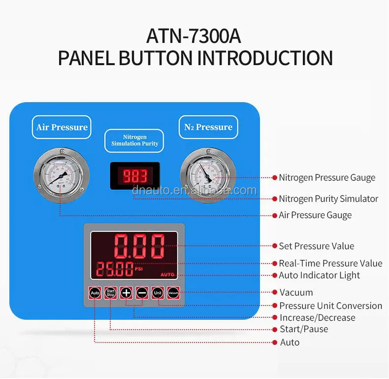 ATN-7300A Nitrogen Filling In Tire With Nitrogen Gas Generator / Fully Automatic Nitrogen Inflator Machine For MPV Or Car