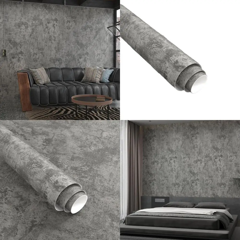 

Сверхширокие виниловые обои с текстурой серого бетона — 3D матовые, водонепроницаемые, съемные для дома и офиса