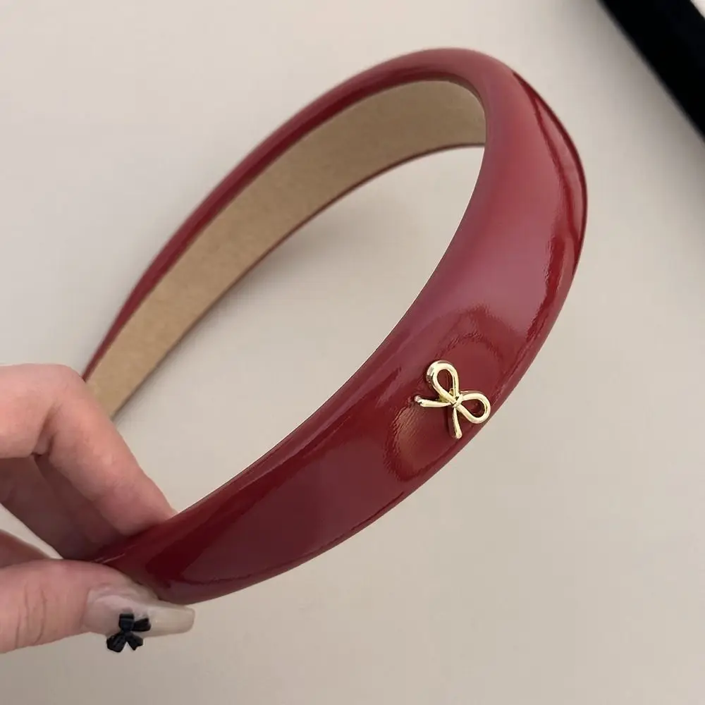 

1 шт., новая красная повязка на голову из искусственной кожи, женский обруч для волос в стиле ретро, элегантная широкая повязка для волос для женщин