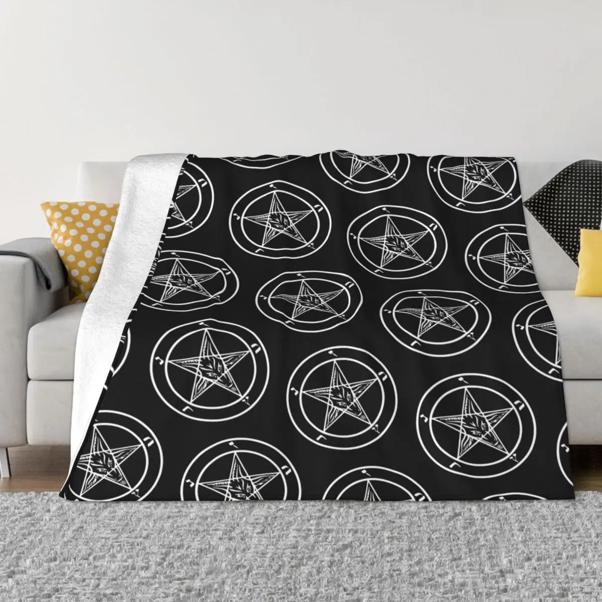 

Baphomet Satanic Goat Plaid Blankets Sofa Cover Fleece Autumn/Winter Mysterious Warm Throw Blankets for Home Car Bedding Throws