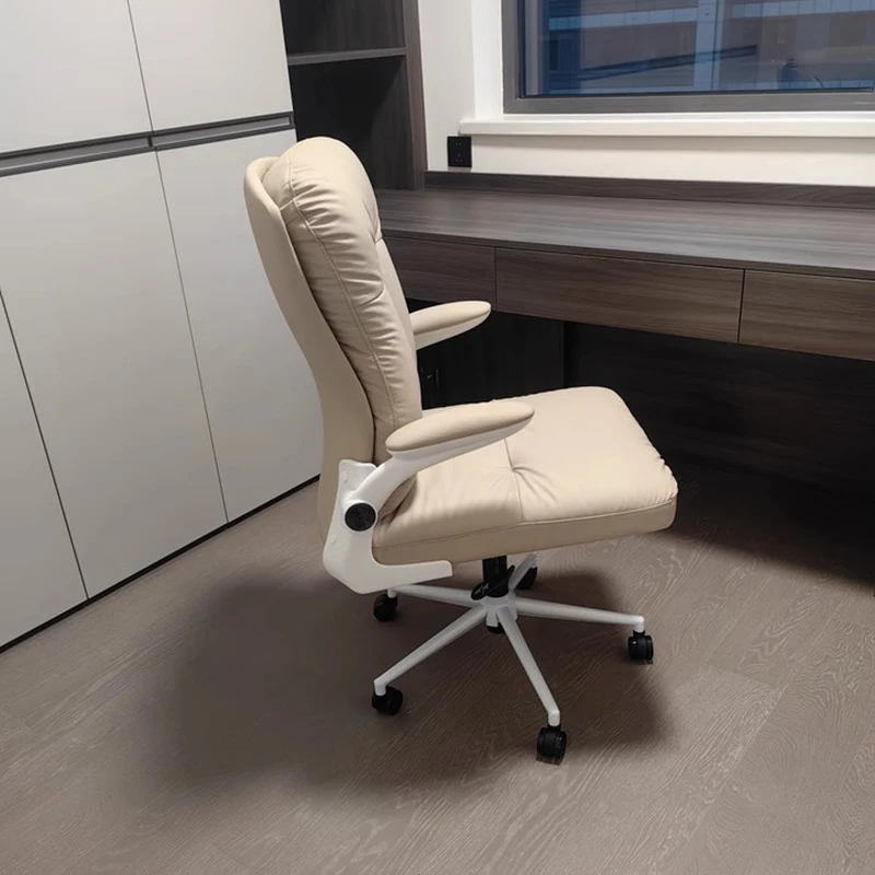 Silla de Oficina con respaldo elástico de lujo, mango de cuero Fex, Silla de Salón de lujo para el hogar y la Oficina, muebles de Oficina blancos de diseño